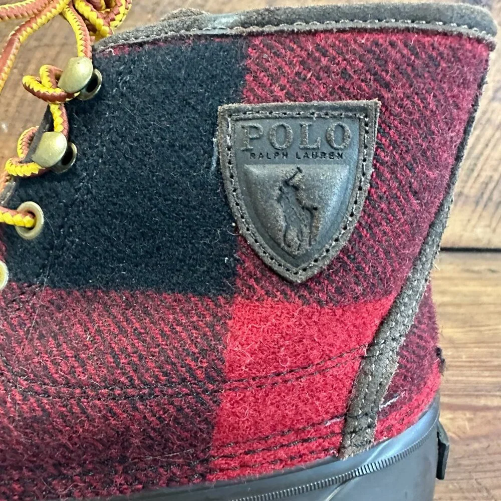 Polo Ralph Lauren Men's Claus Buffalo Check Lace-Up Boot 10